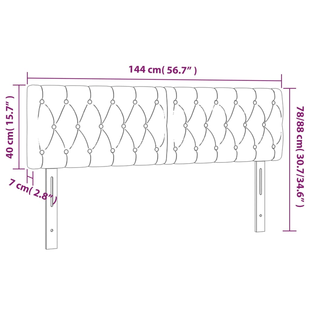 Hoofdbord LED 144x7x78/88 cm stof lichtgrijs