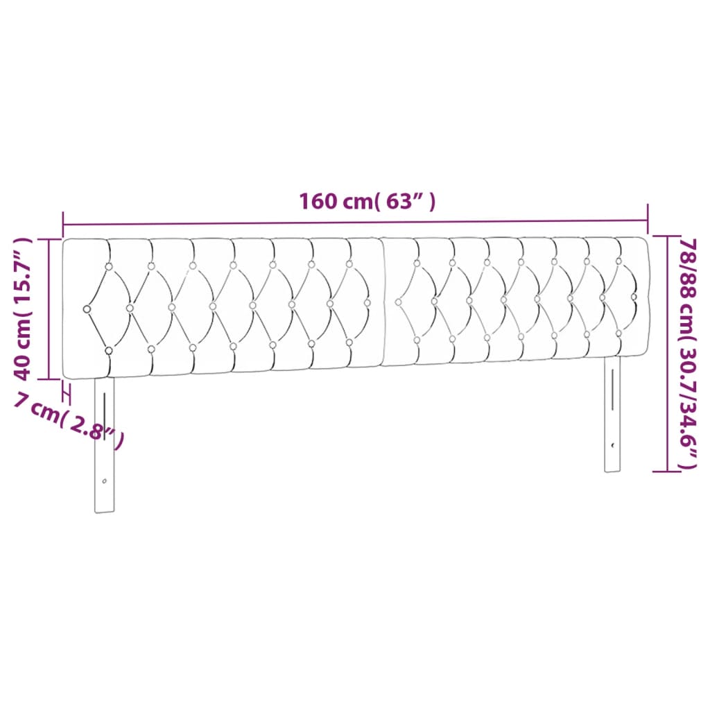 Hoofdbord LED 160x7x78/88 cm stof donkergrijs