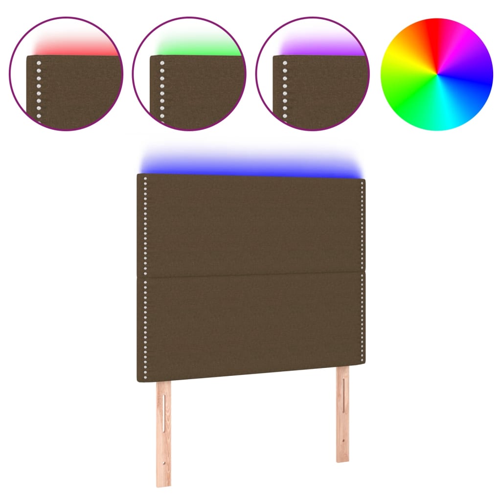 Hoofdbord LED 100x5x118/128 cm stof donkerbruin