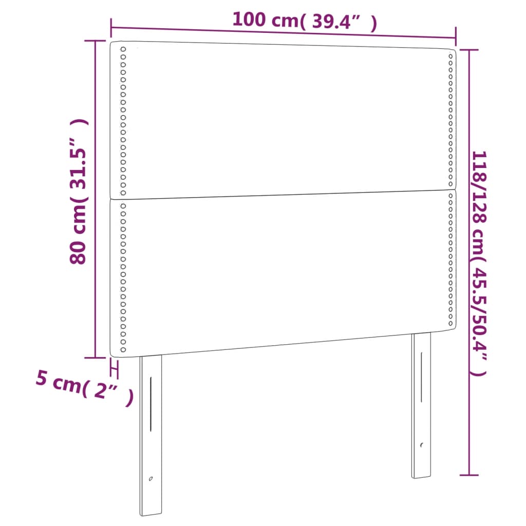 Hoofdbord LED 100x5x118/128 cm stof blauw