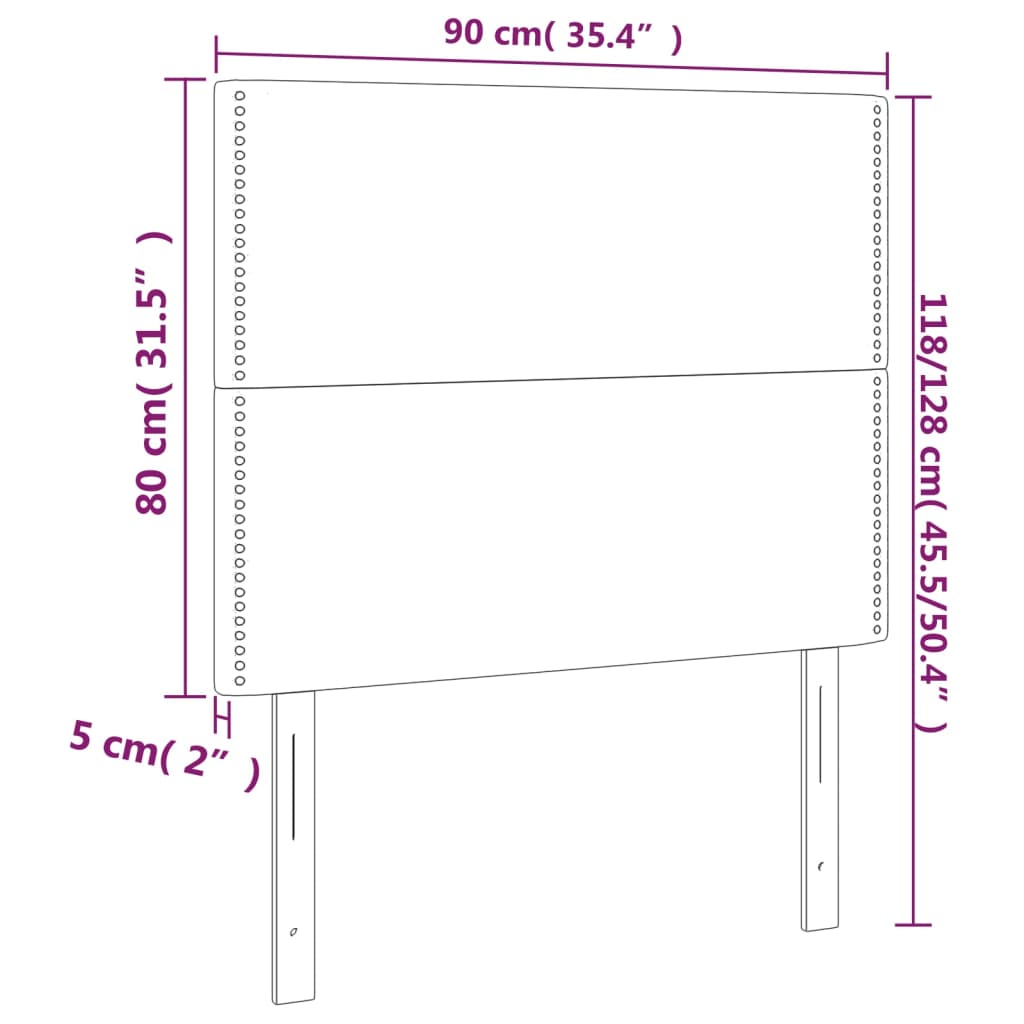 Hoofdbord LED 90x5x118/128 cm fluweel zwart