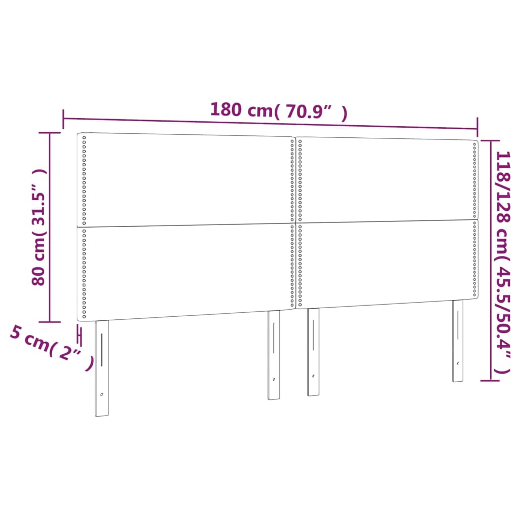 Hoofdbord LED 180x5x118/128 cm kunstleer wit