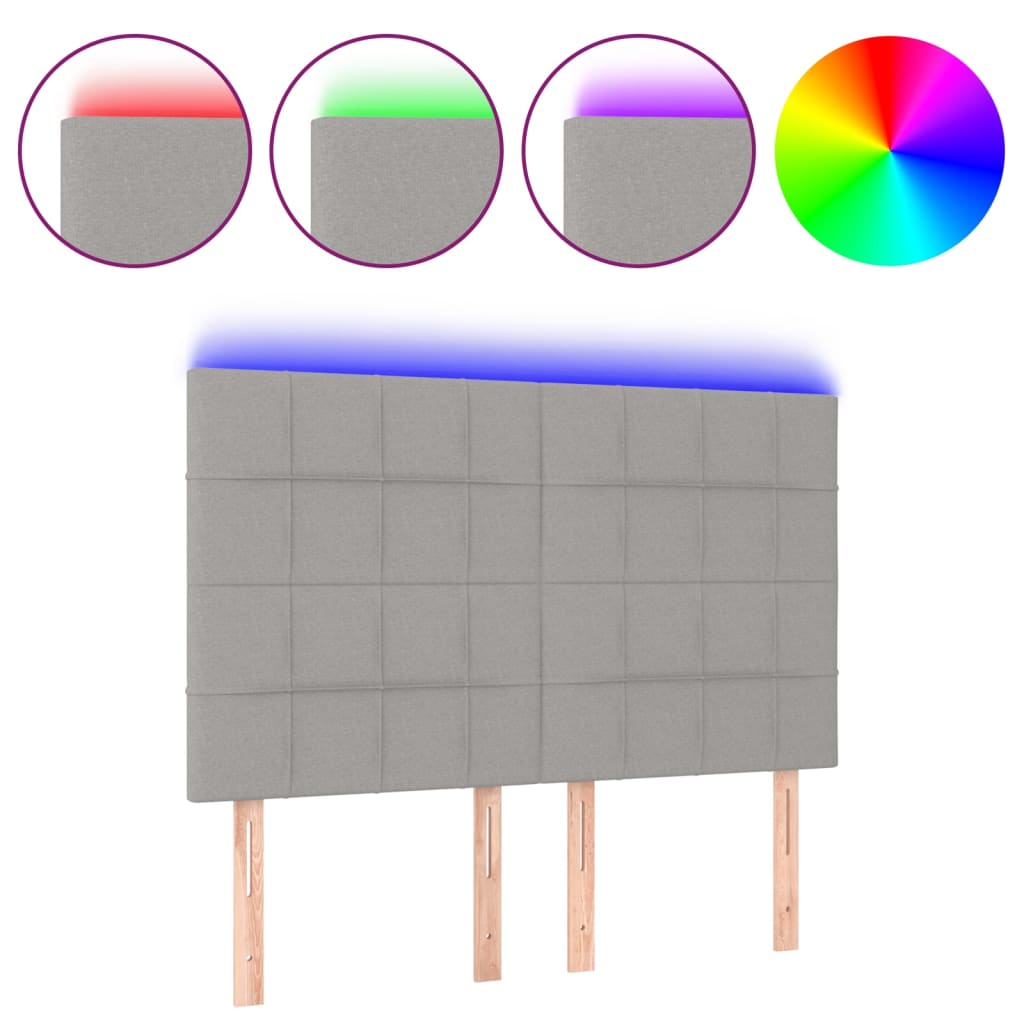 Hoofdbord LED 144x5x118/128 cm stof lichtgrijs