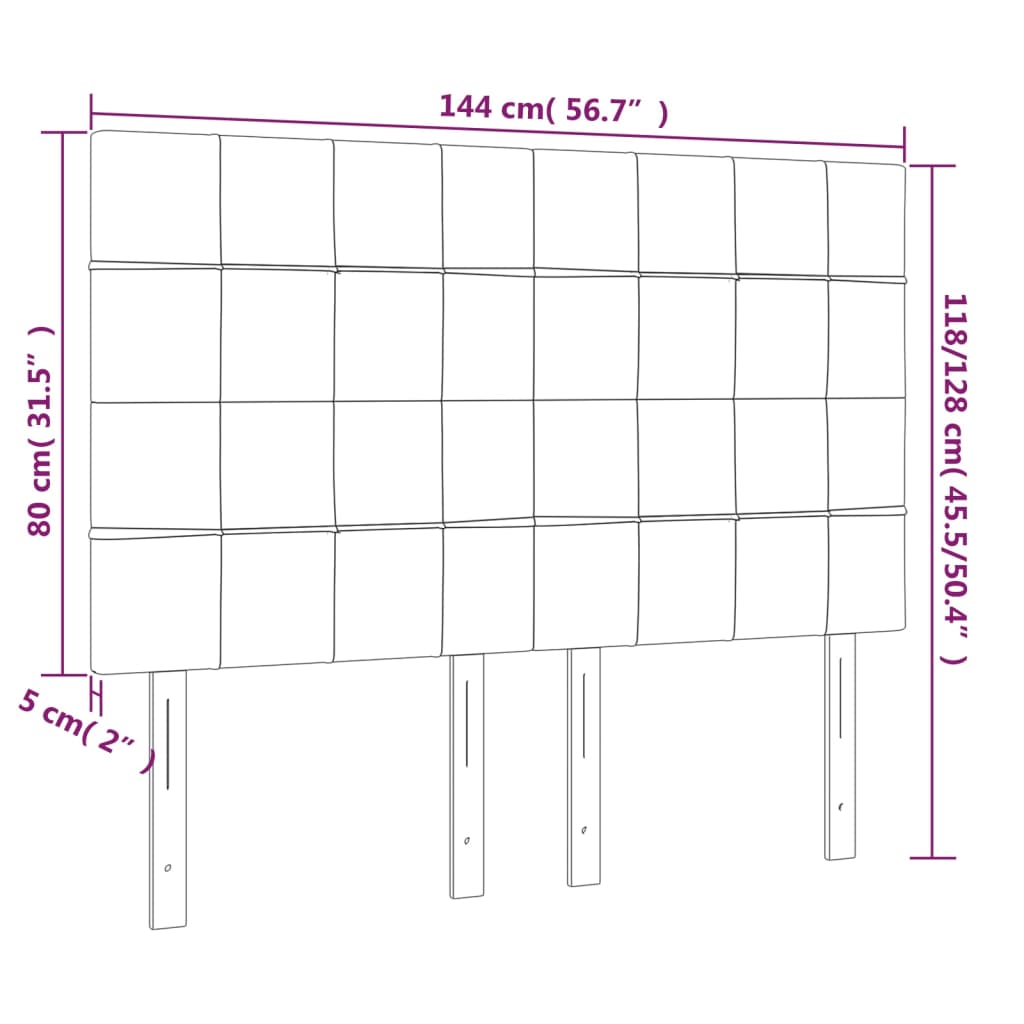 Hoofdbord LED 144x5x118/128 cm stof lichtgrijs