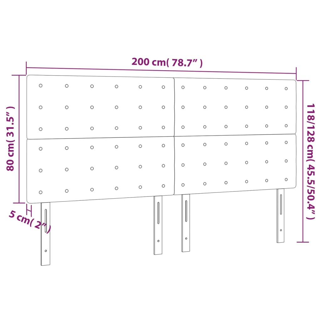 Hoofdbord LED 200x5x118/128 cm kunstleer zwart