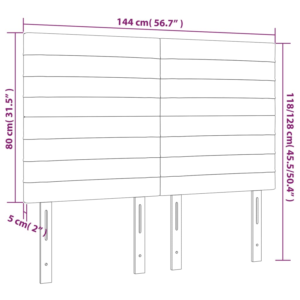 Hoofdbord LED 144x5x118/128 cm stof zwart