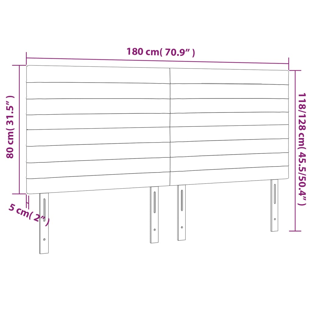 Hoofdbord LED 180x5x118/128 cm stof taupe