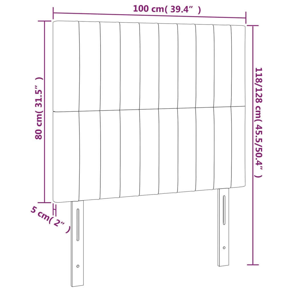 Hoofdbord LED 100x5x118/128 cm stof lichtgrijs