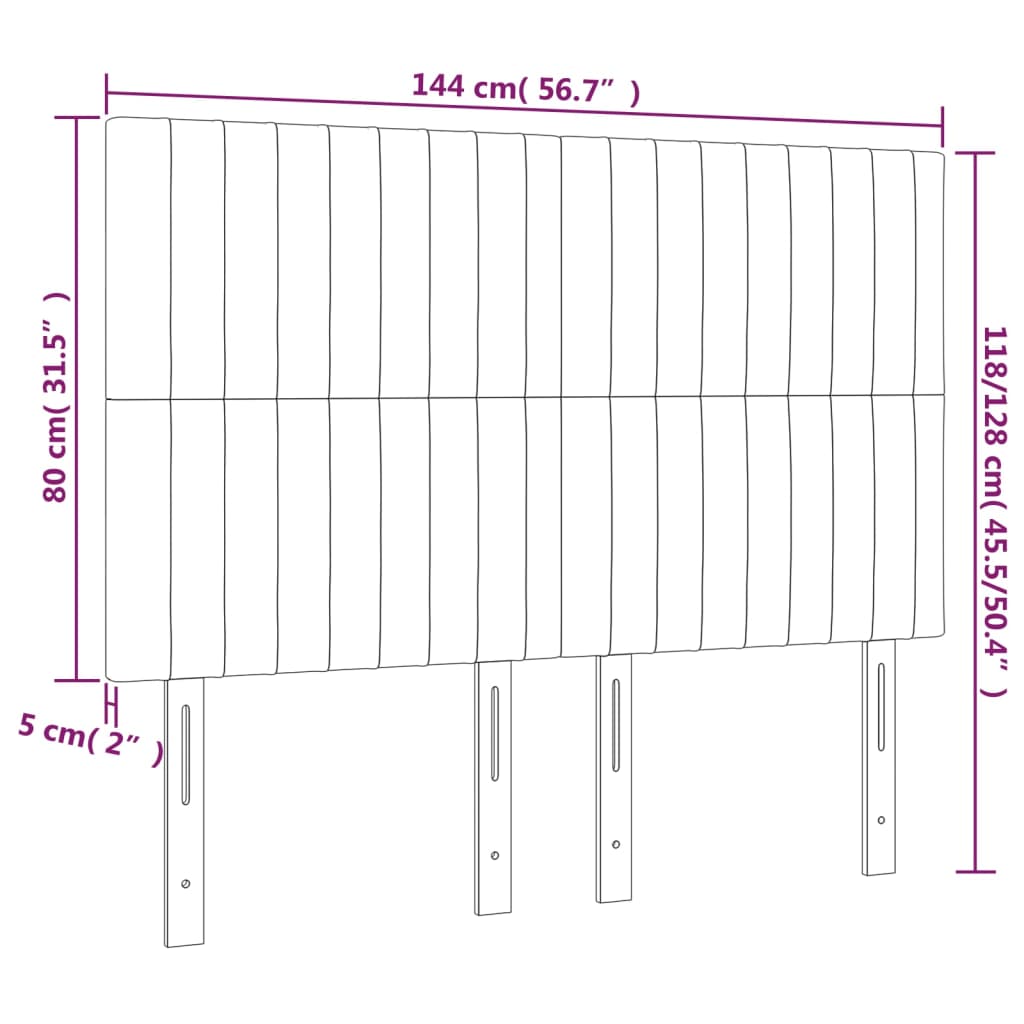 Hoofdbord LED 144x5x118/128 cm fluweel zwart