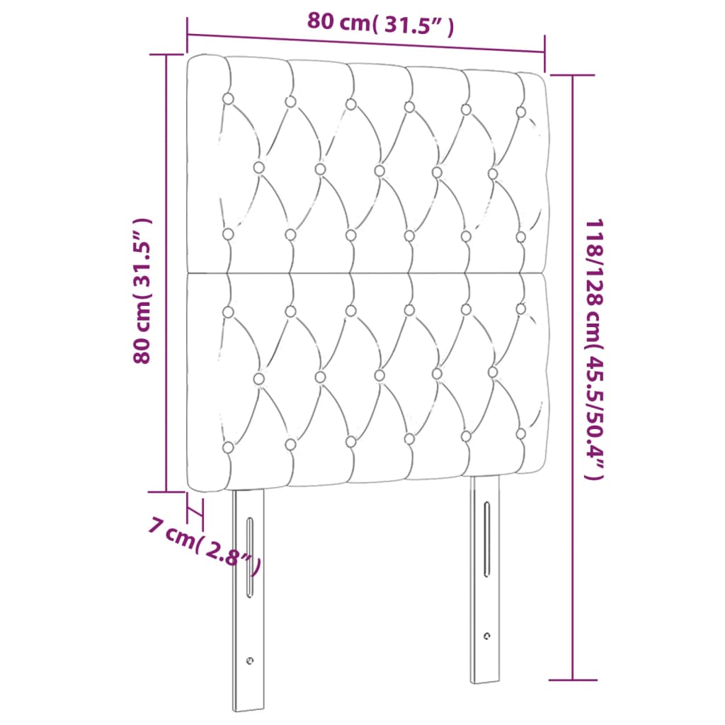 Hoofdbord LED 80x7x118/128 cm stof lichtgrijs