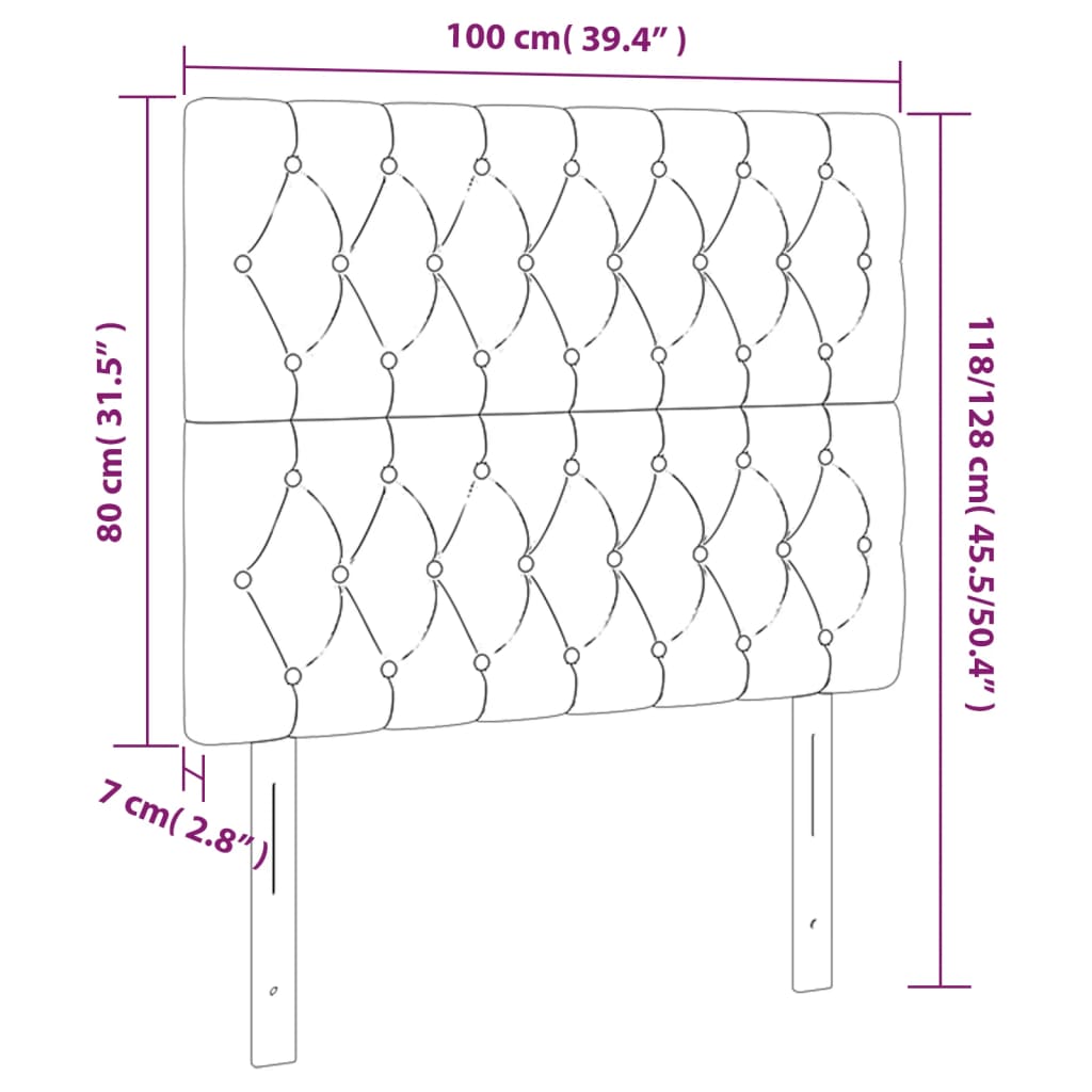 Hoofdbord LED 100x7x118/128 cm stof taupe