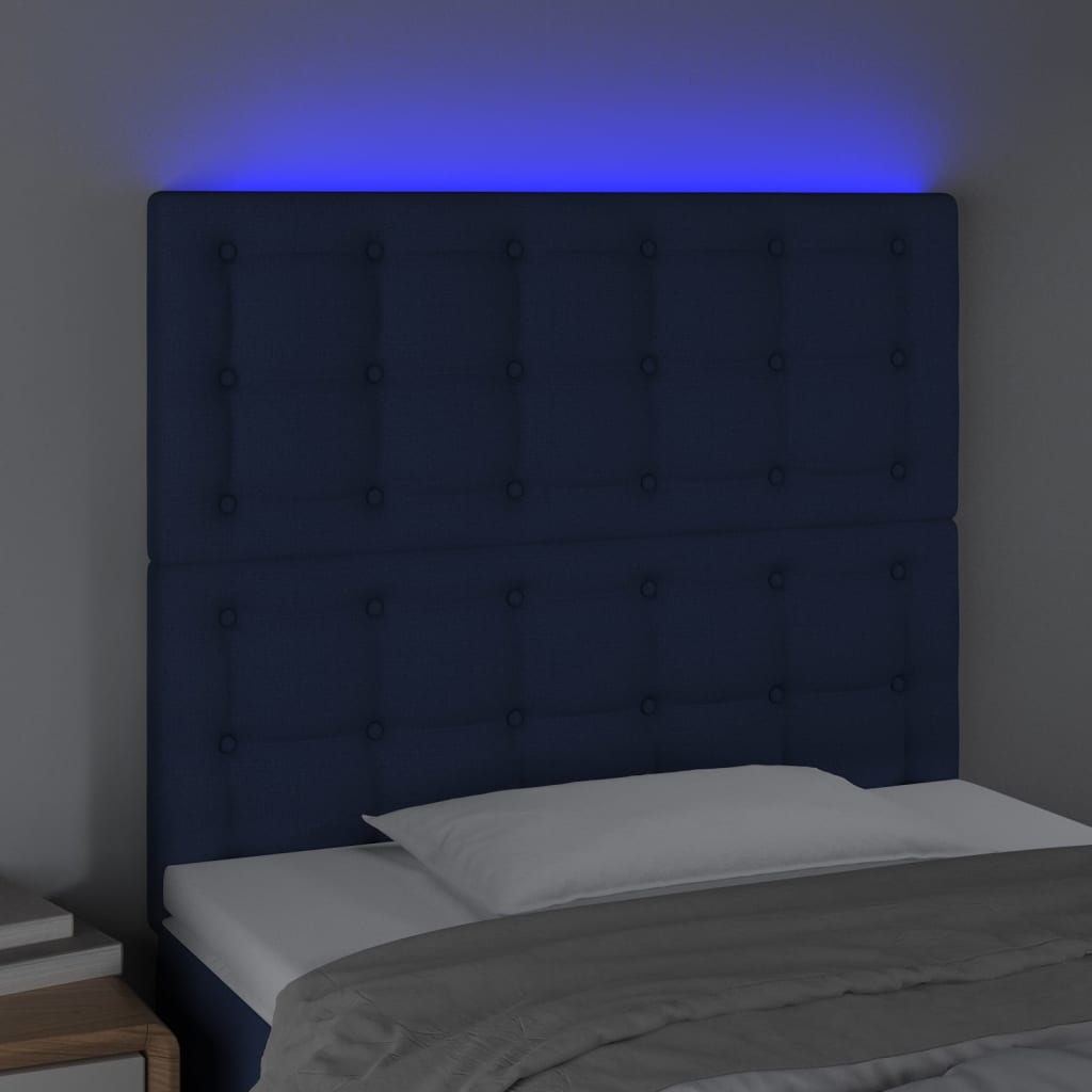 Hoofdbord LED 90x5x118/128 cm stof blauw