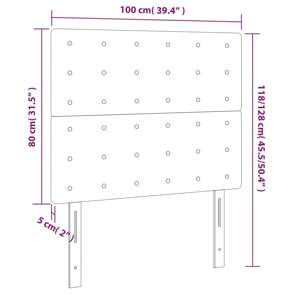 Hoofdbord LED 100x5x118/128 cm stof donkergrijs