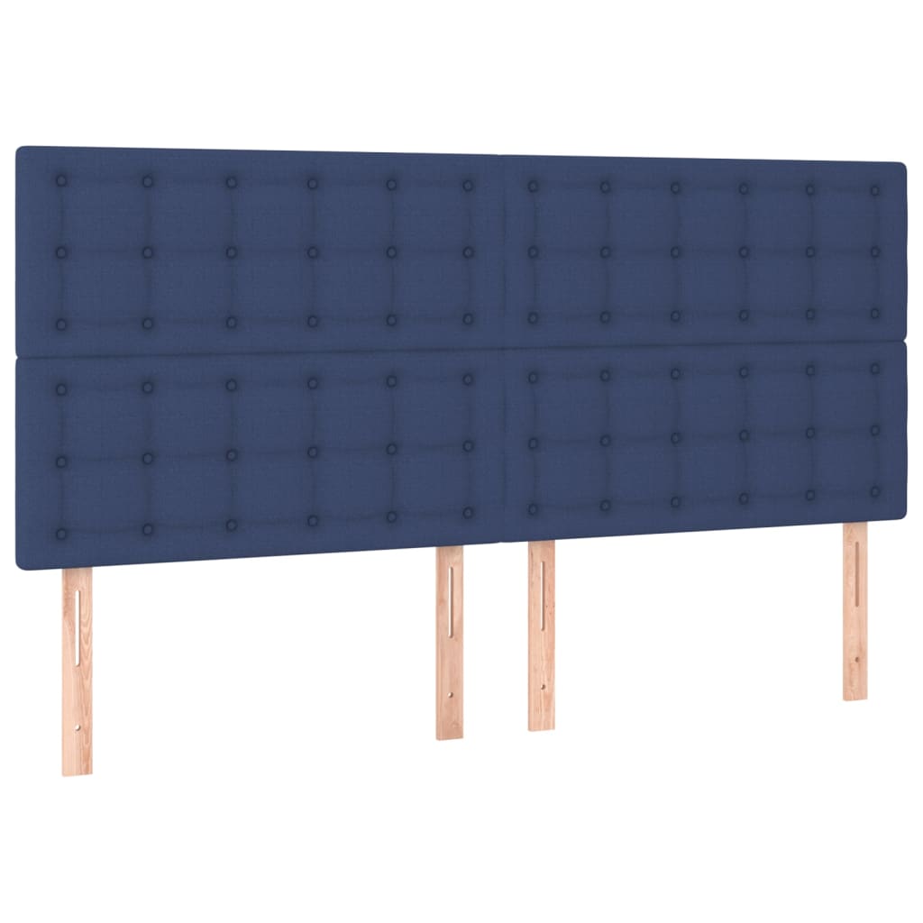 Hoofdbord LED 200x5x118/128 cm stof blauw