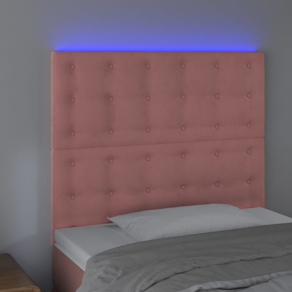 Hoofdbord LED 100x5x118/128 cm fluweel roze