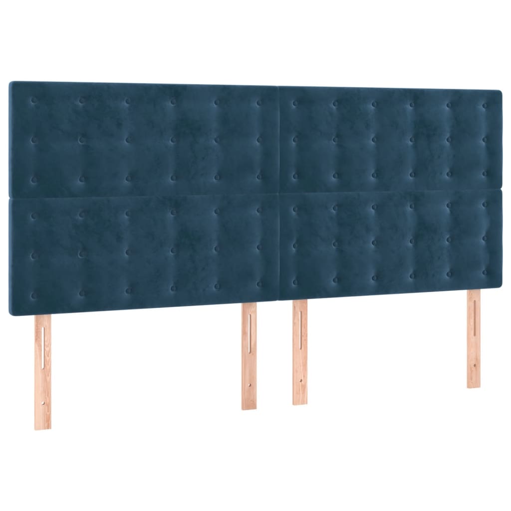 Hoofdbord LED 180x5x118/128 cm fluweel donkerblauw