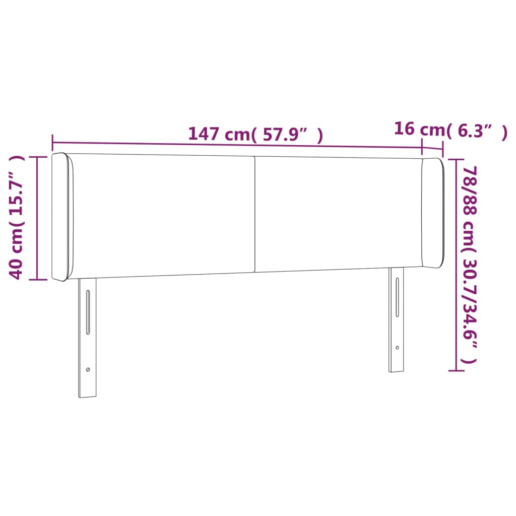 Hoofdbord LED 147x16x78/88 cm fluweel lichtgrijs