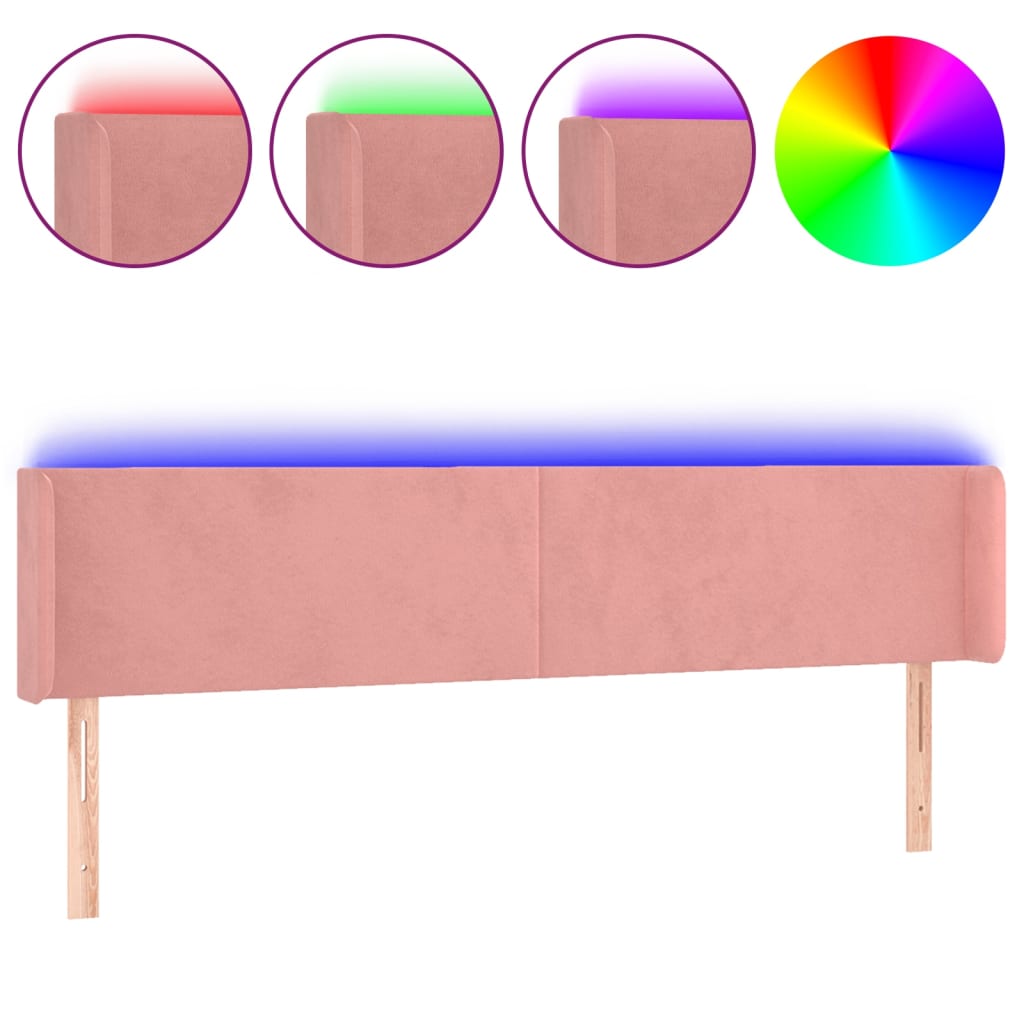 Hoofdbord LED 183x16x78/88 cm fluweel roze