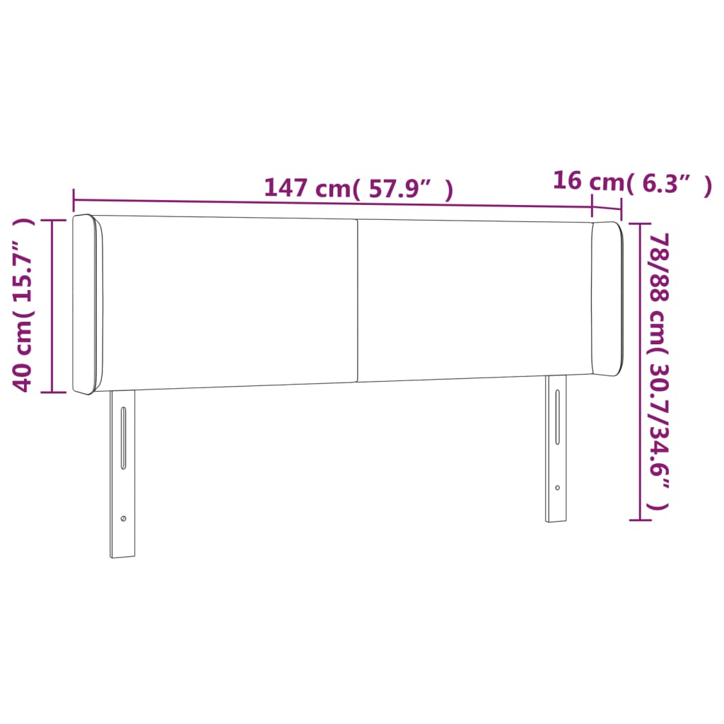 Hoofdbord LED 147x16x78/88 cm kunstleer zwart