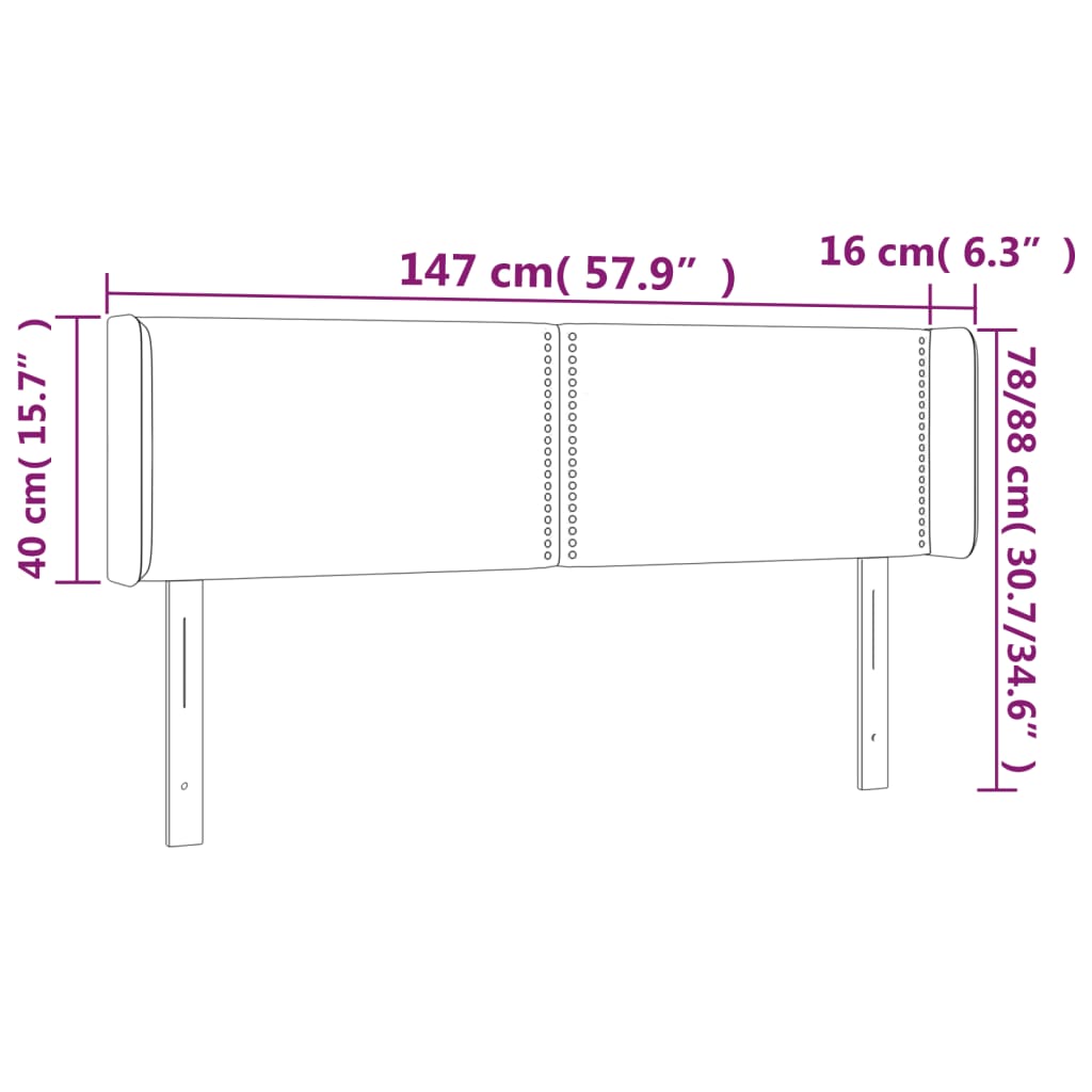 Hoofdbord LED 147x16x78/88 cm fluweel donkergrijs