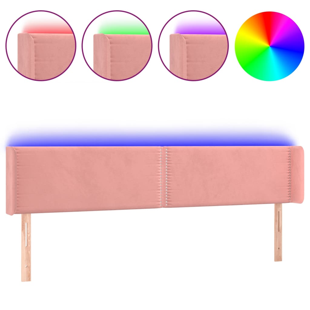 Hoofdbord LED 183x16x78/88 cm fluweel roze