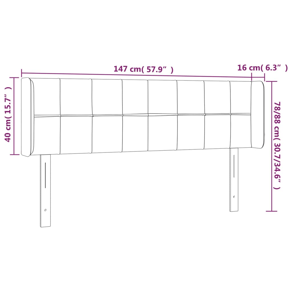 Hoofdbord LED 147x16x78/88 cm fluweel lichtgrijs