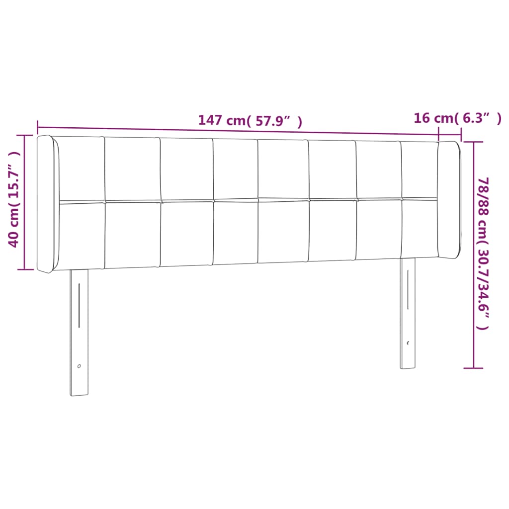 Hoofdbord LED 147x16x78/88 cm fluweel zwart