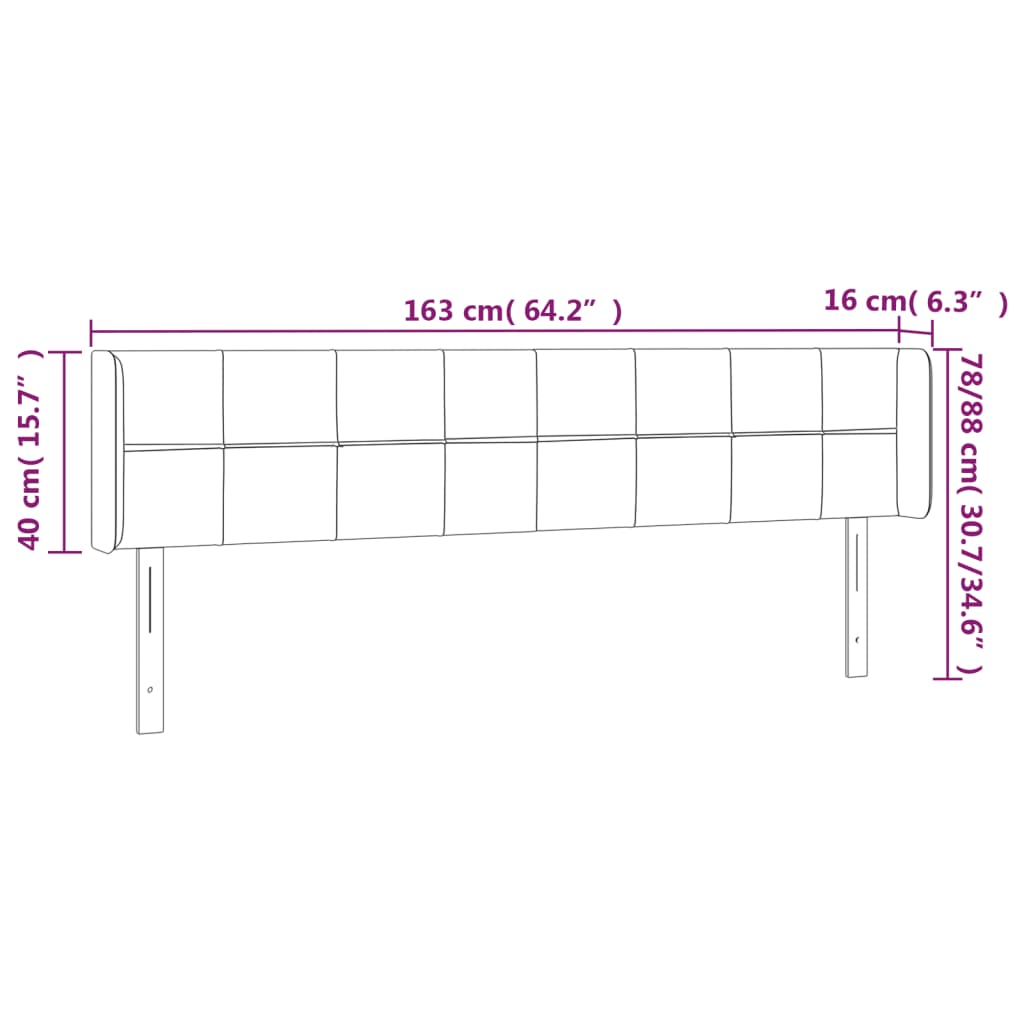 Hoofdbord LED 163x16x78/88 cm fluweel lichtgrijs