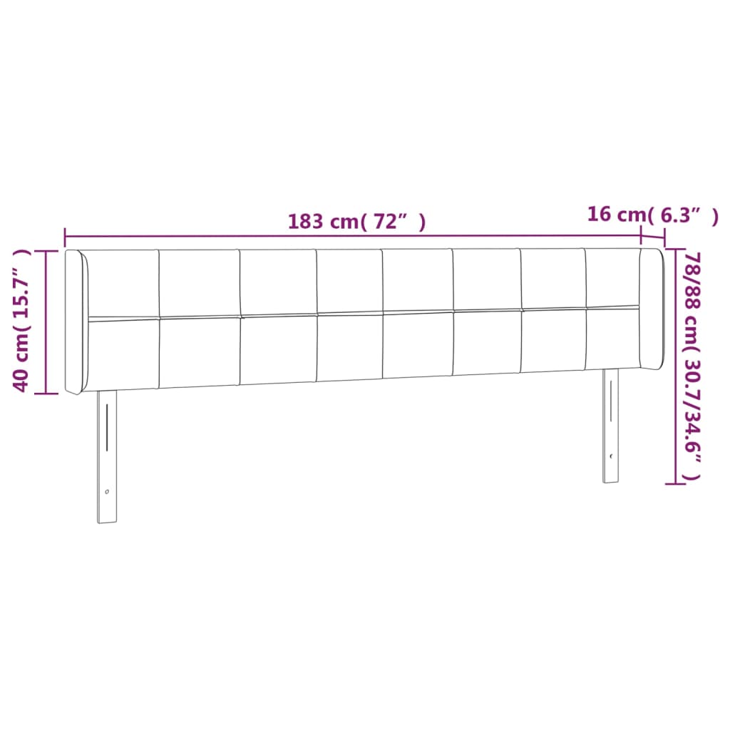 Hoofdbord LED 183x16x78/88 cm fluweel lichtgrijs