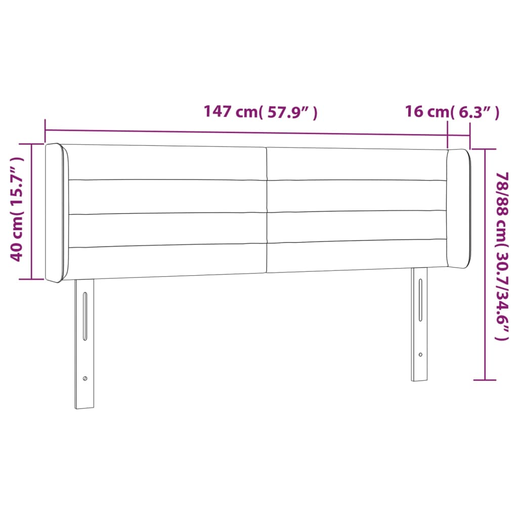 Hoofdbord LED 147x16x78/88 cm fluweel donkergrijs