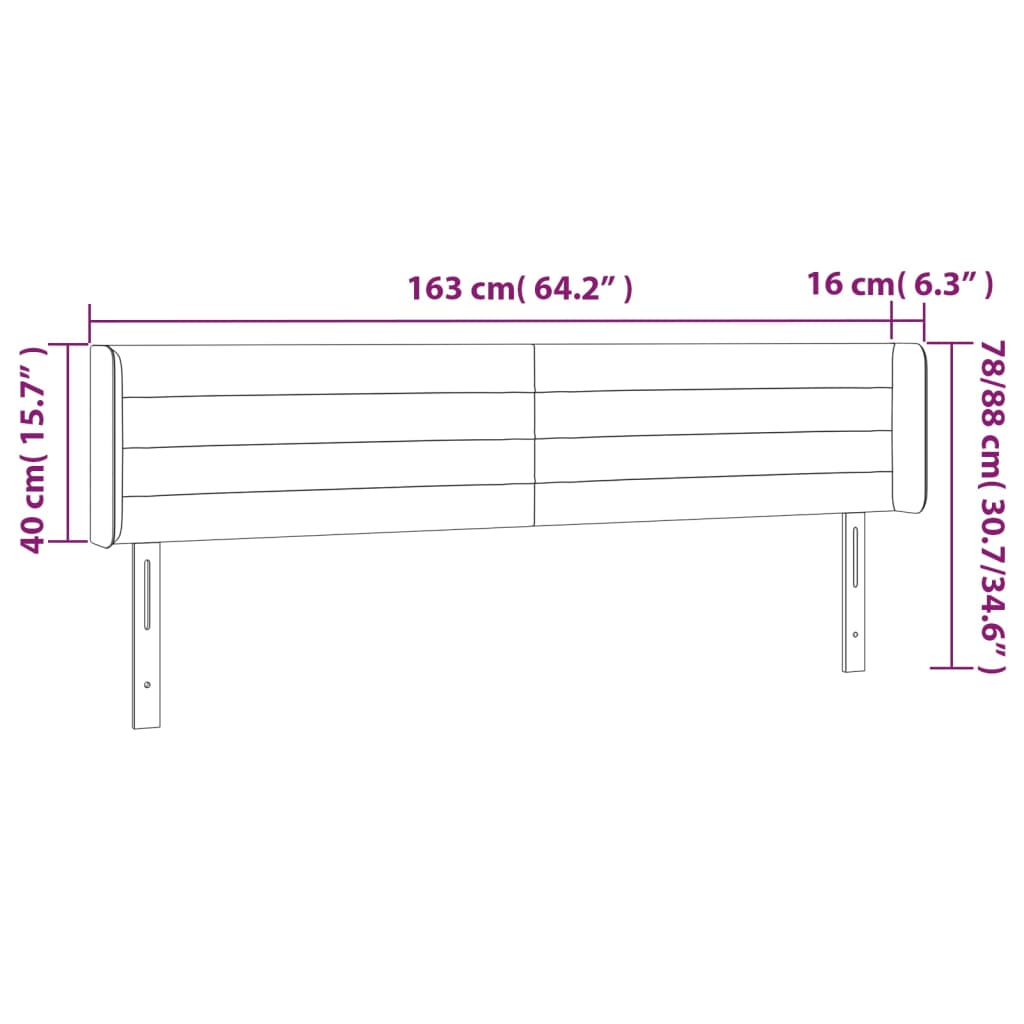 Hoofdbord LED 163x16x78/88 cm fluweel lichtgrijs