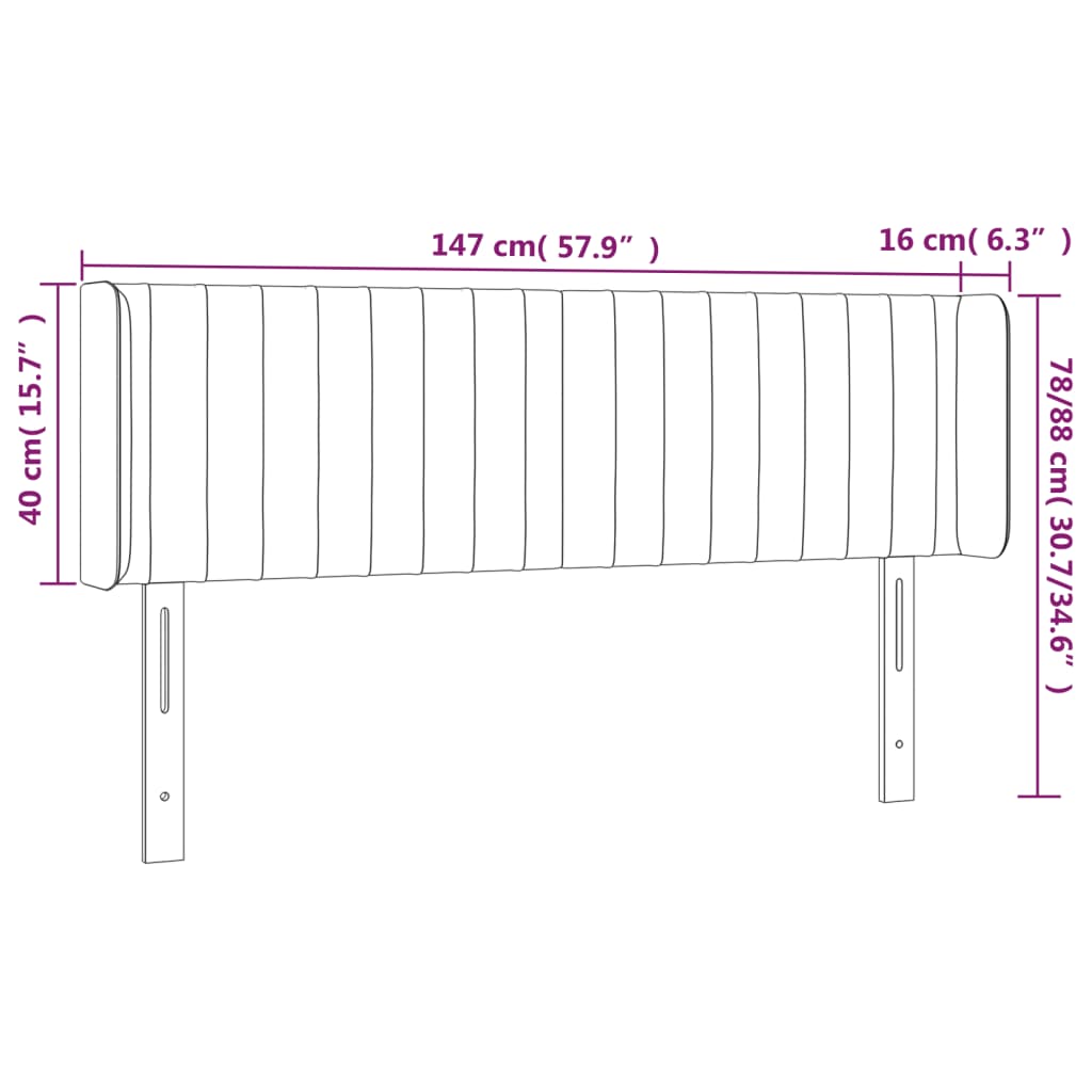 Hoofdbord LED 147x16x78/88 cm fluweel zwart