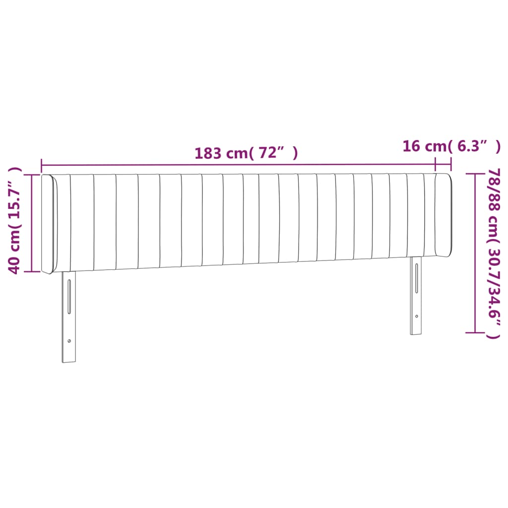 Hoofdbord LED 183x16x78/88 cm fluweel roze