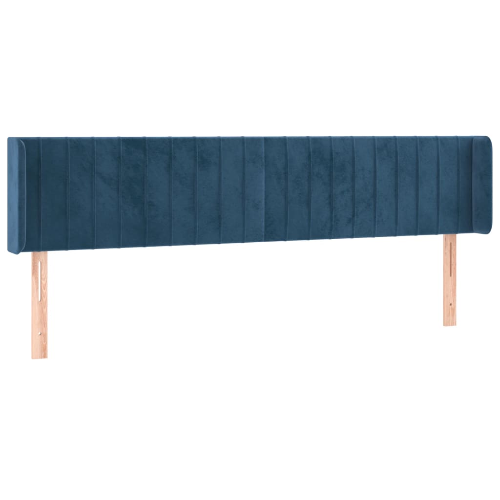 Hoofdbord LED 203x16x78/88 cm fluweel donkerblauw