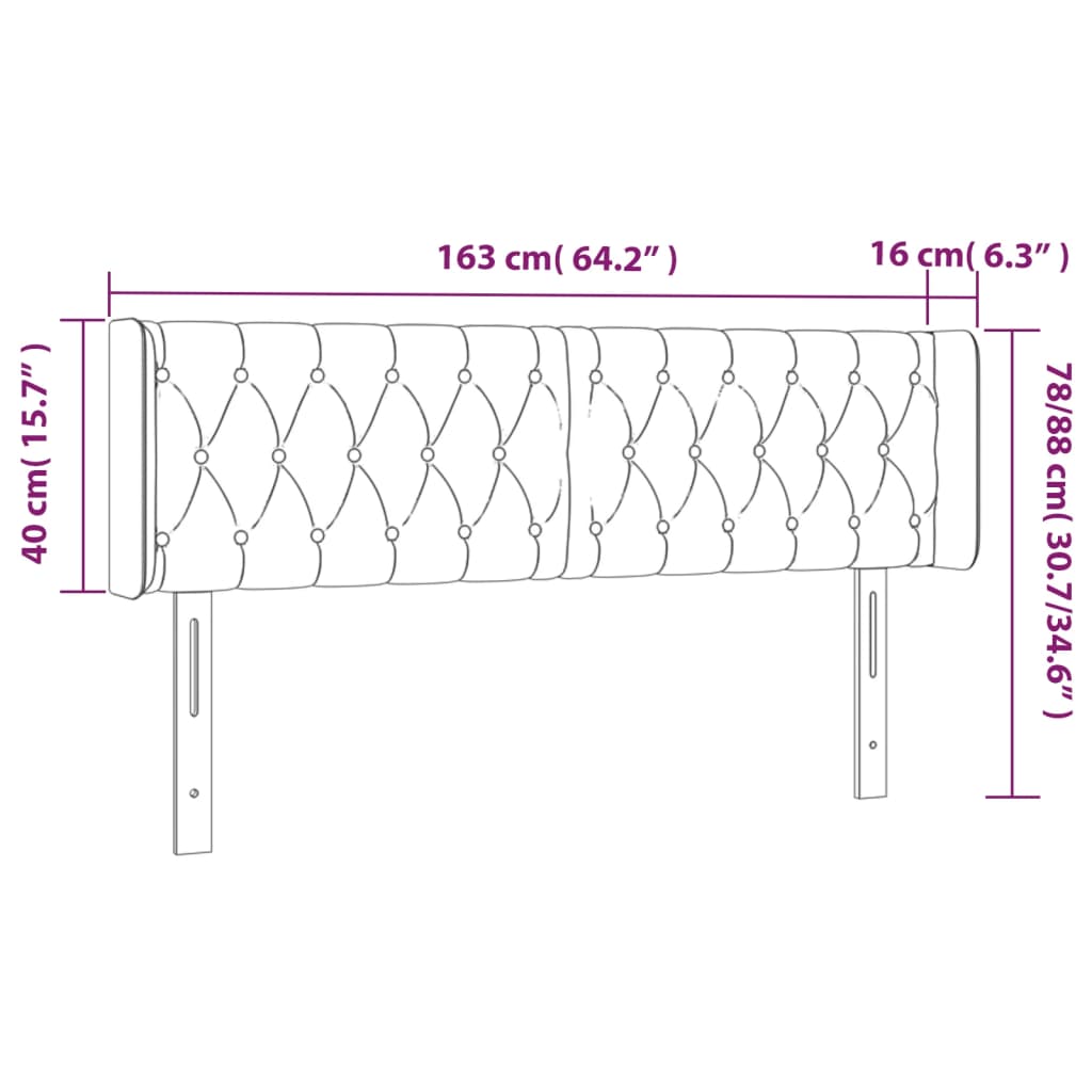 Hoofdbord LED 163x16x78/88 cm fluweel lichtgrijs