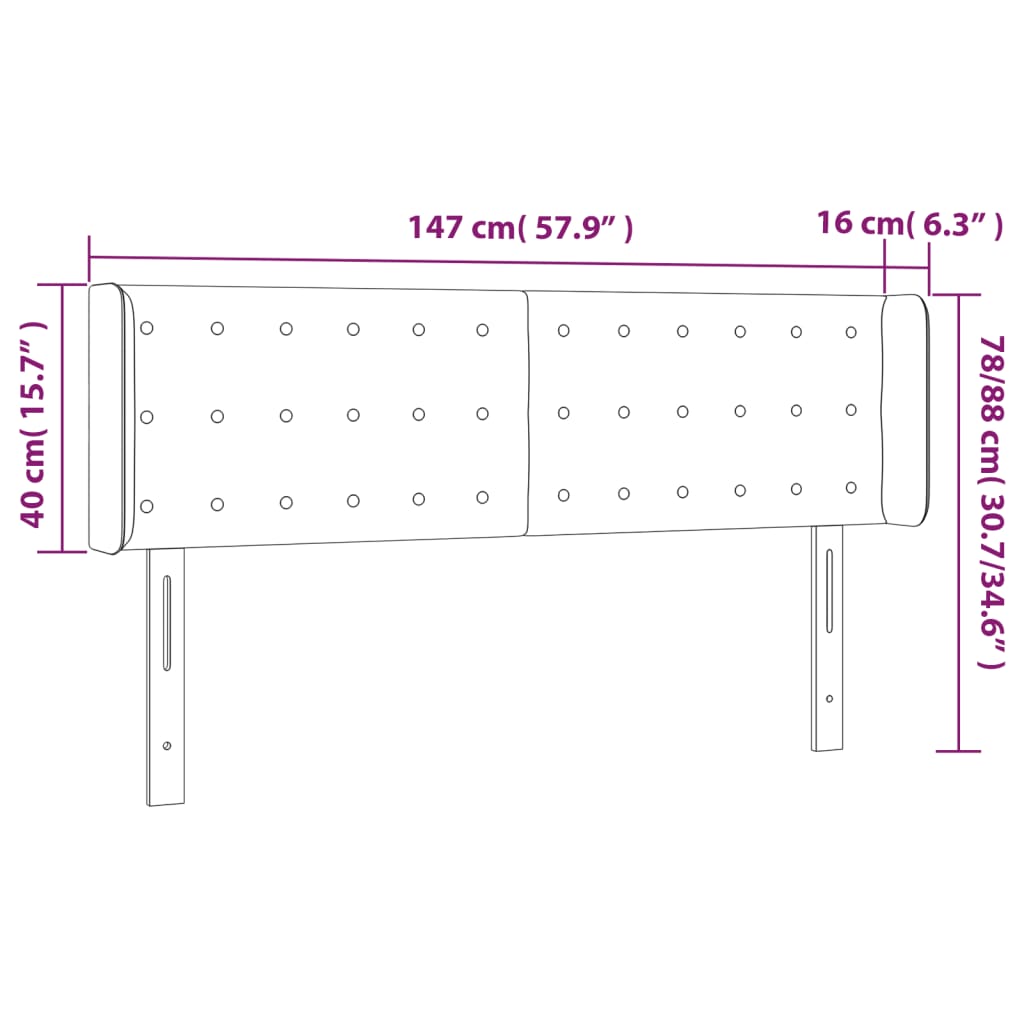 Hoofdbord LED 147x16x78/88 cm fluweel zwart