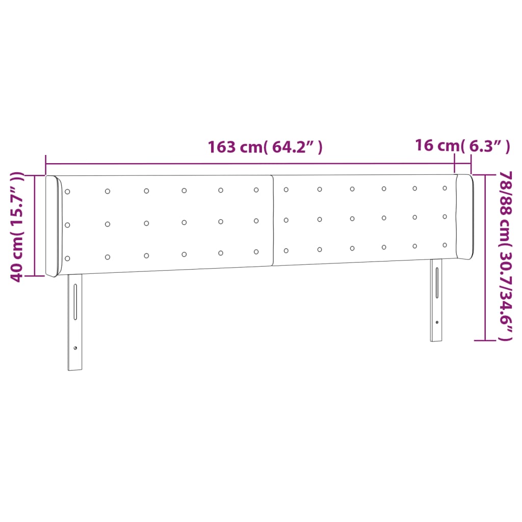 Hoofdbord LED 163x16x78/88 cm fluweel zwart