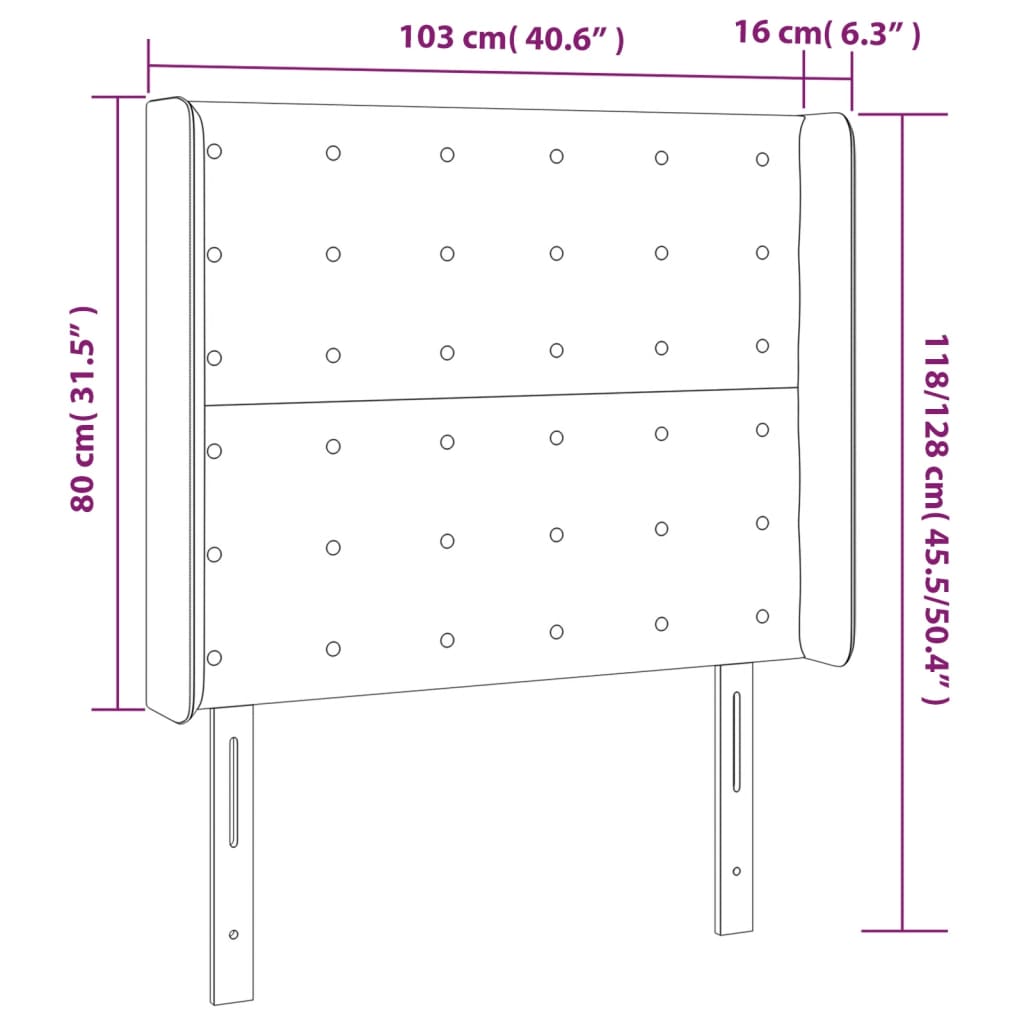 Hoofdbord LED 103x16x118/128 cm stof taupe