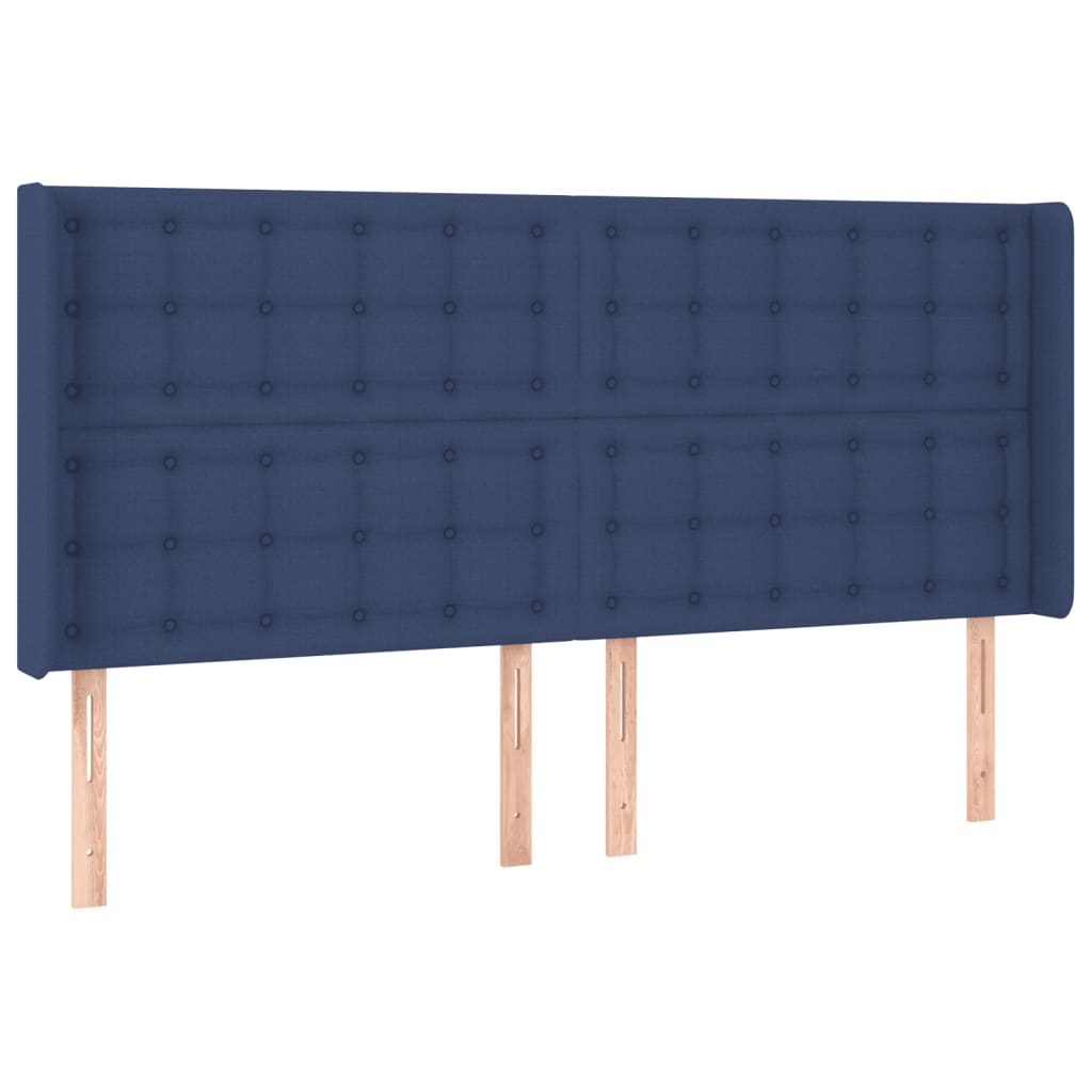 Hoofdbord LED 203x16x118/128 cm stof blauw