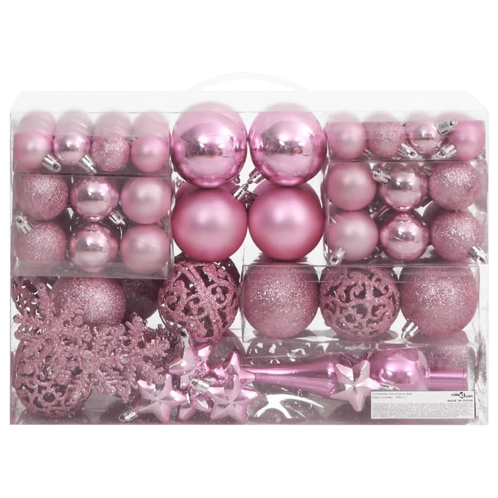 111-delige Kerstballenset polystyreen roze