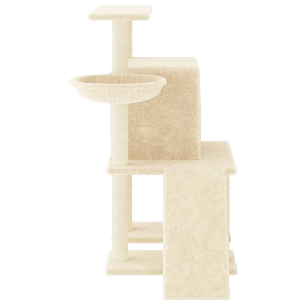 Kattenmeubel met sisal krabpalen 96,5 cm crèmekleurig
