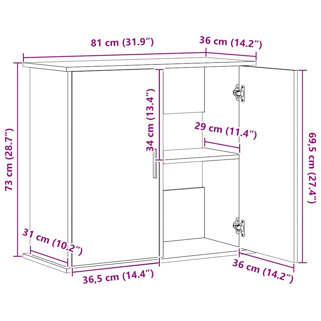 Aquariumstandaard 81x36x73 cm bewerkt hout sonoma eikenkleurig