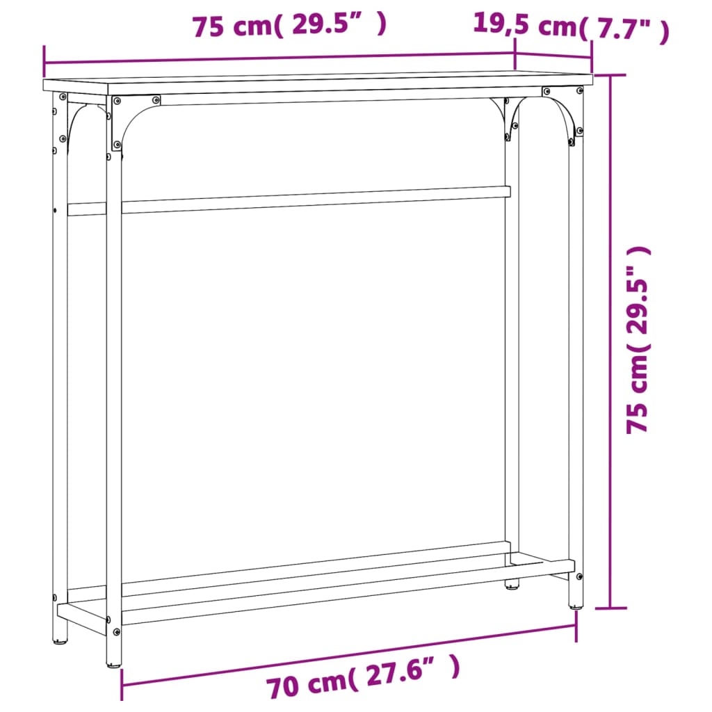 Wandtafel 75x19,5x75 cm bewerkt hout zwart