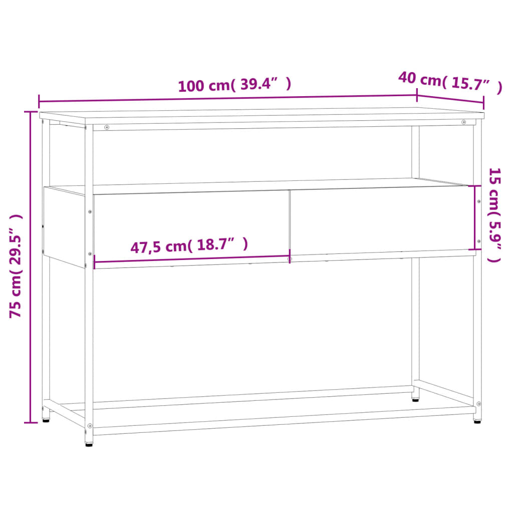 Wandtafel 100X40X75 Cm Bewerkt Hout Grijs Sonoma Eikenkleurig 100 x 40 x 75 cm