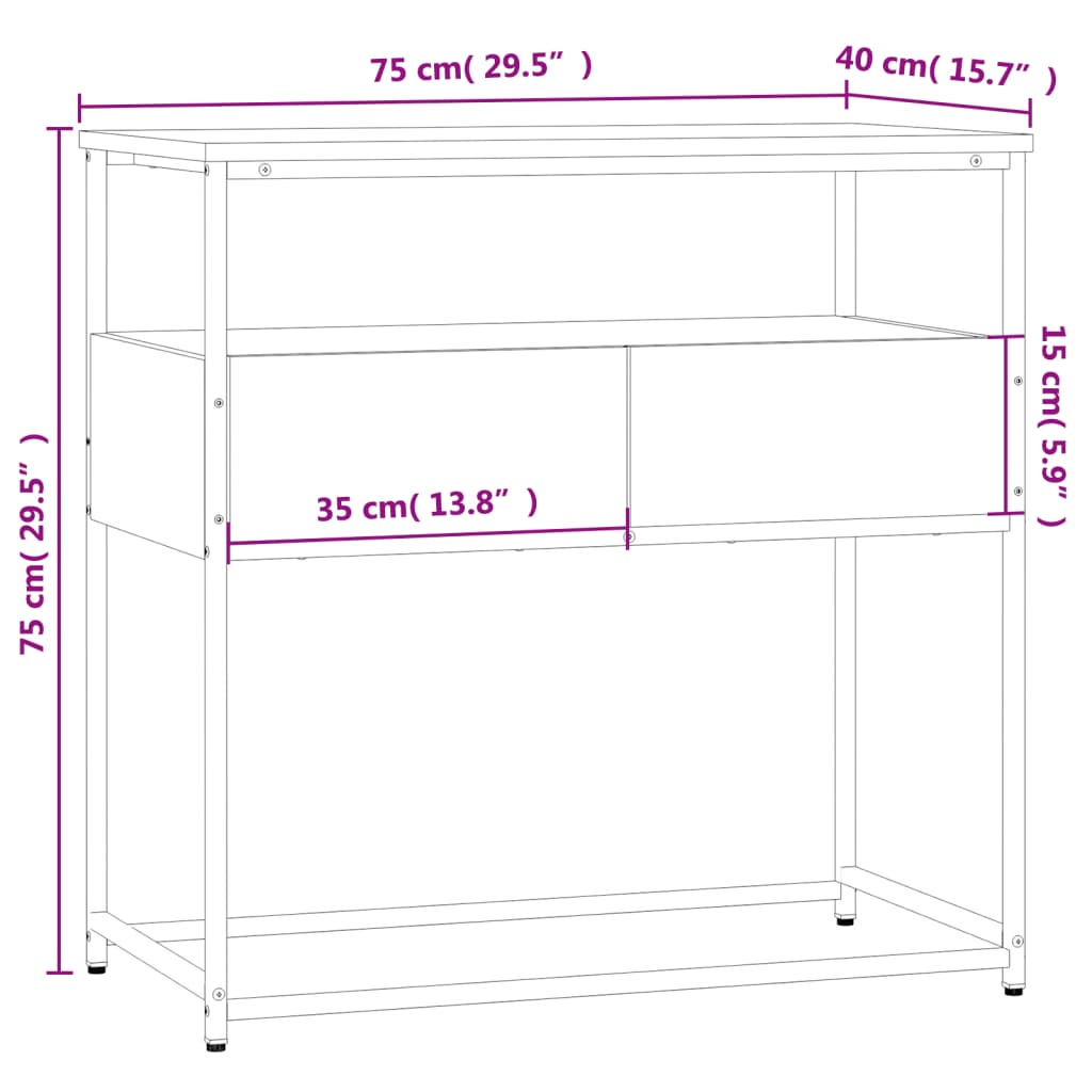 Wandtafel 75x40x75 cm bewerkt hout zwart