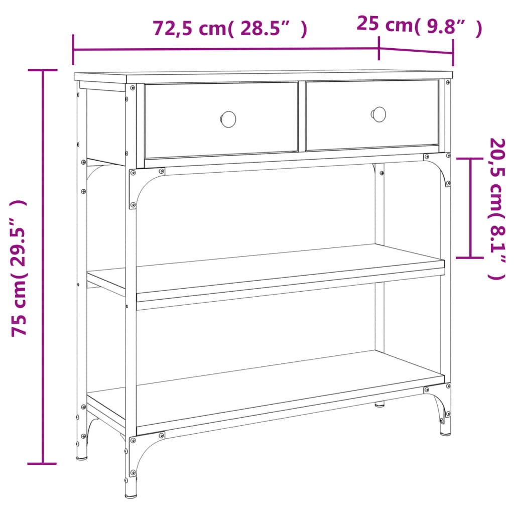 Wandtafel 72,5x25x75 cm bewerkt hout zwart