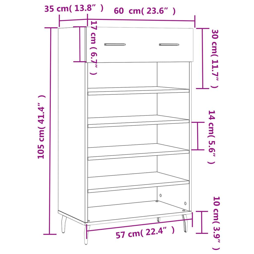 Schoenenkast 60X35X105 Cm Bewerkt Hout Wit