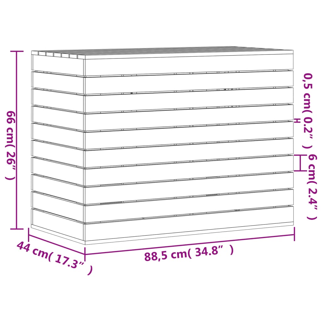 Wasmand 88,5X44X66 Cm Massief Grenenhout 1 88.5 x 44 x 66 cm Naturel