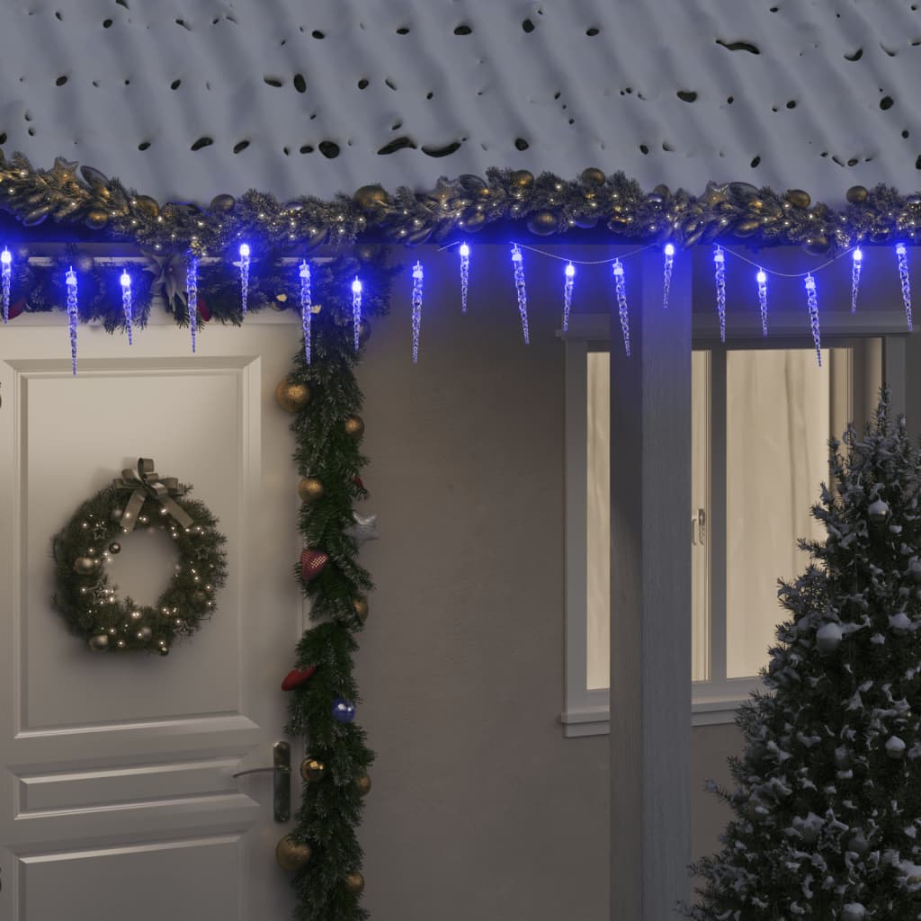 Kerstverlichting ijspegels 200 blauwe LED's 20 m acryl PVC