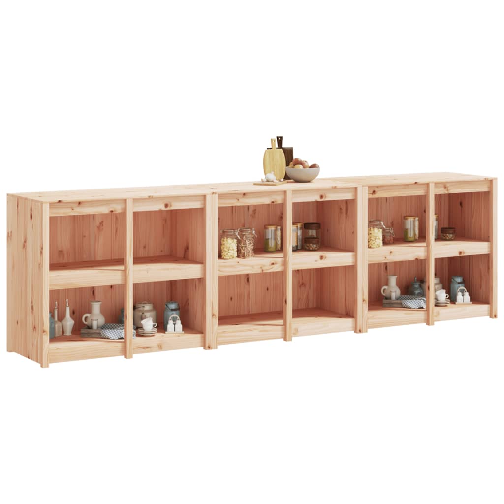 Keukenkasten voor buiten 3 st massief grenenhout